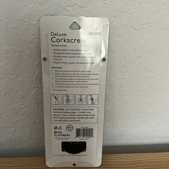 Deluxe Wine Corkscrew The Bar Sacacorchos Brite Concepts Black with Gold - Picture 2 of 5